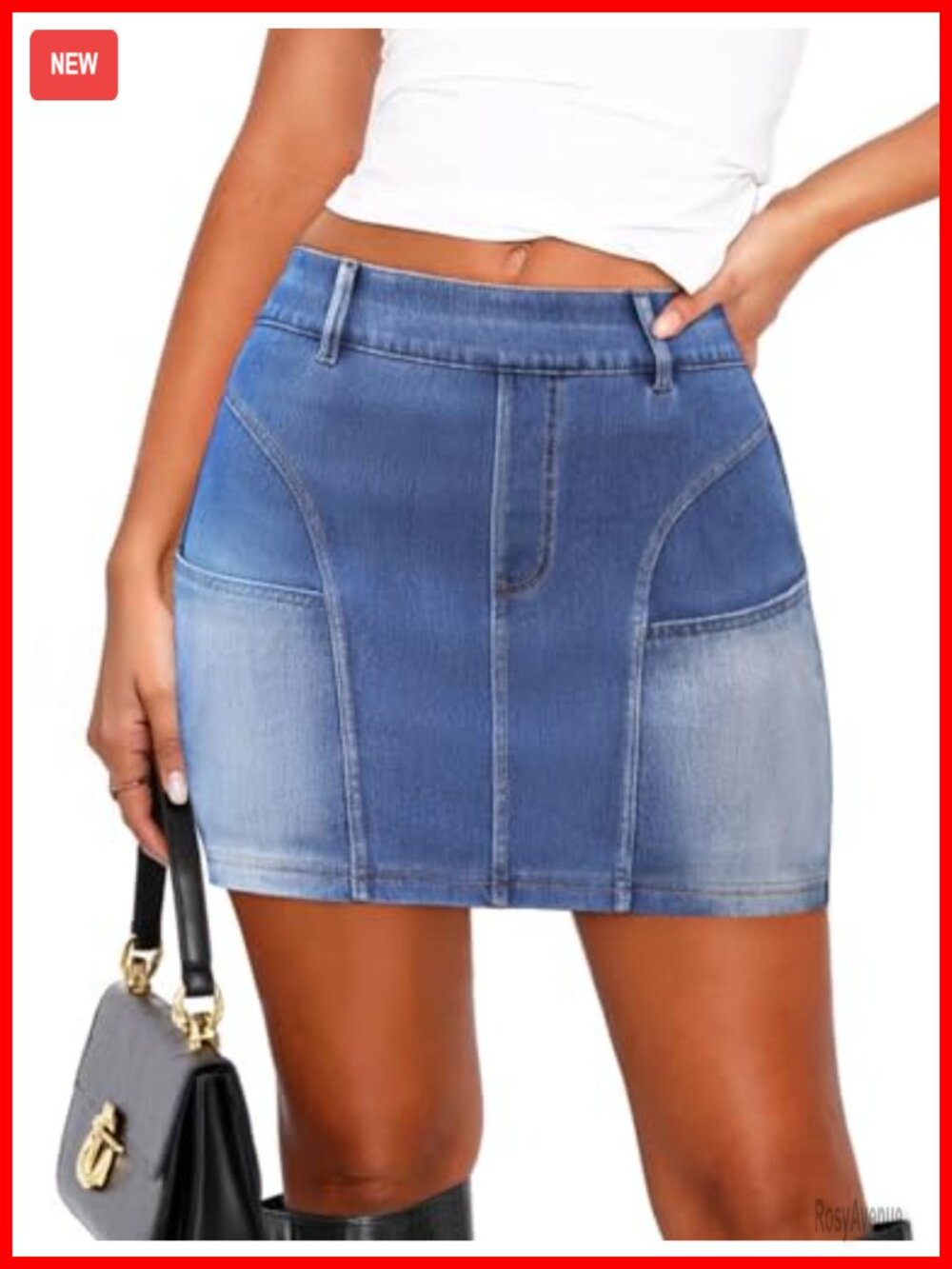 Women's Low Rise Bodycon Mini Denim Skirt Stretch Y2K with Pockets